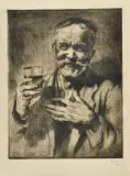 Géza Angyal, Muž s pohárom, okolo 1900, lept na papieri