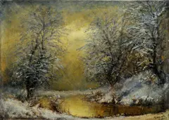Ladislav Mednyánszky, Zimný potok, okolo 1890, olej na plátne
