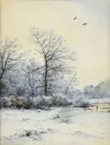 Zima by Ladislav Mednyánszky, okolo 1880, akvarel na papieri, sold Oct 2010
