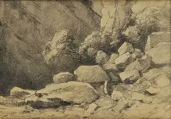Ľudovít Csordák, Skaly, okolo 1895, ceruza na papieri