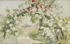 Max Schurmann, V záhrade, okolo 1920, akvarel na papieri