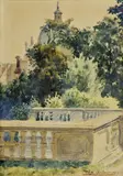 Max Schurmann, Výjav z parku, okolo 1920, akvarel na papieri