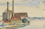 Imro Weiner-Kráľ, Továrnička, okolo 1955, akvarel na papieri