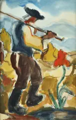 Palugyay Zolo, Kosec a kvet, okolo 1928-30, akvarel na papieri