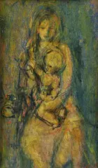 Jozef Teodor Tekel, Matka s dieťaťom, okolo 1950, pastel na papieri