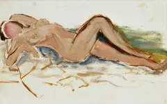 Eugen Nevan, Ležiaci akt, okolo 1950, tempera na papieri