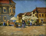 István Klimó, Na trhu, okolo 1925, olej na kartóne
