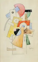 Joseph Csaky, Konštruktivistická kompozícia, okolo 1930, akvarel na papieri