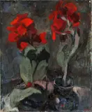 Samuel Peploe, Zátišie s červenými kosatcami, okolo 1930, olej na plátne
