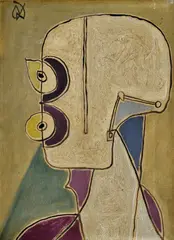 Óscar Domínguez, Hlava z profilu (Číhajúci), 1948-9, olej na plátne