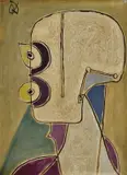 Óscar Domínguez, Hlava z profilu (Číhajúci), 1948-9, olej na plátne