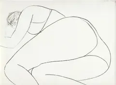 Andrej Barčík, Ležiaca, 1985, kresba mastným pastelom na papieri
