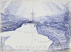 Peter Bartoš, Poznanie v prítomnom čase II., 2010, kombinovaná kresba na disperzii