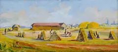Žatva by Karol Ondreička, 1958, tempera na papieri, sold Jun 2010