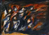 Jozef Teodor Tekel, Biblický výjav, okolo 1950, pastel na novinovom papieri
