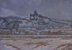 Hugo Gross, Večerný pohľad na trenčiansky hrad, 1940, olej na plátne