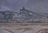 Hugo Gross, Večerný pohľad na trenčiansky hrad, 1940, olej na plátne