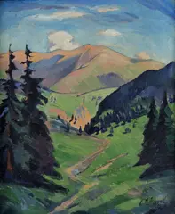 Géza Angyal, Krajina od Kremnice, 1931, olej na plátne