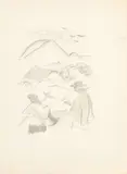 Martin Benka, Za robotou (podľa kresby kriedou z roku 1932), 1944, litografia na papieri