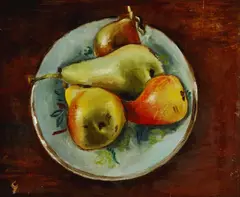 Mikuláš Galanda, Tanier s hruškami, 1935 - 36, olej na lepenke