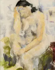 Sediaci akt by Palugyay Zolo, okolo 1930, pastel, kombinácia techník na papieri, sold Jun 2010