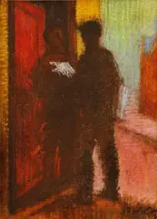 Vo dverách by Ján Želibský, 1962, pastel na papieri, sold Jun 2010