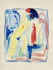 Ladislav Čemický, Kompozícia s aktom, 1936, akvarel na papieri