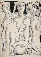 Traja by Koloman Sokol, 1977, lavírovaná kresba, tušom, akvarelom na papieri, sold Jun 2010