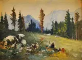 Čistinka v lese by Antal Neogrády, okolo 1920, akvarel na papieri, sold Jun 2010