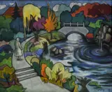 Miklós Farkashazy, V parku, okolo 1925, pastel na kartóne