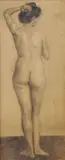 Miroslav Bedrich Friedrych, Stojaci akt zozadu, okolo 1915, ceruza na papieri