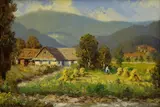 Antonín Hajdůček, Radhošť z Dolnej Bečvy, okolo 1955, olej na kartóne