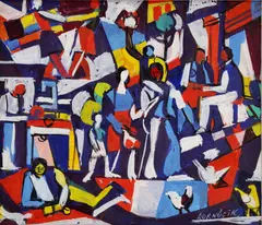 Jozef Kornúcik, Figurálna kompozícia, okolo 1970, tempera na papieri