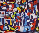 Jozef Kornúcik, Figurálna kompozícia, okolo 1970, tempera na papieri