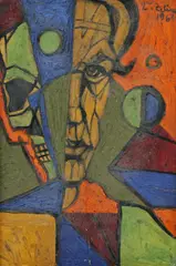 Ľubomír Zelina, Poloprofil, 1961, olej na kartóne