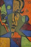 Ľubomír Zelina, Poloprofil, 1961, olej na kartóne