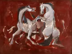 Kone by Ján Ilavský, 1994, olej na plátne, sold Jun 2010