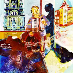 Pálová Ildikó, Pouličný hudobník, 2010, olej na plátne