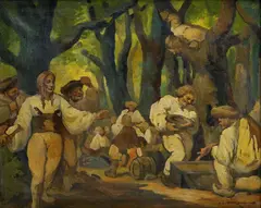 Ladislav Berecz, Zbojnícka družina, okolo 1940, olej na plátne