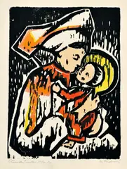 Matilda Čechová, Čičmanská matka, 1957, farebný drevoryt na papieri