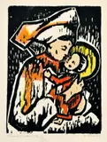 Matilda Čechová, Čičmanská matka, 1957, farebný drevoryt na papieri