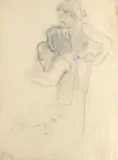 Andor Borúth, Popoludnie s guvernantkou, okolo 1915, ceruza, pastel na papieri
