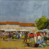 Jozef Teodor Mousson, Na trhu, okolo 1935, tempera na papieri