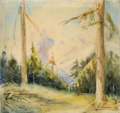V lese by Max Schurmann, okolo 1910, akvarel na papieri, sold Mar 2010