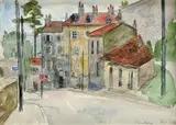 Imro Weiner-Kráľ, Francúzske mestečko, okolo 1970, akvarel na papieri