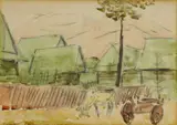 Miloš Alexander Bazovský, Detviansky laz, 1956, gvaš, uhol na papieri