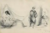V manéži by Vincent Hložník, 1944, uhoľ na papieri, sold Mar 2010