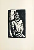 Klaun by Vincent Hložník, 1947, linoleorez na papieri, sold Mar 2010
