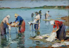 Adolf Fényes, Práčky, okolo 1910, olej na kartóne