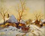 György Németh, Zima na dedine, okolo 1935, olej na plátne